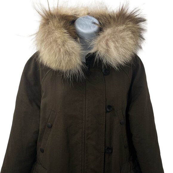 Rag & Bone Waterloo Parka Coat Down Jacket Real Fur Real Leather Olive Green - Picture 7 of 15